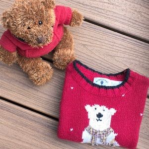 Adorable Red Polar Bear Sweater, 2T